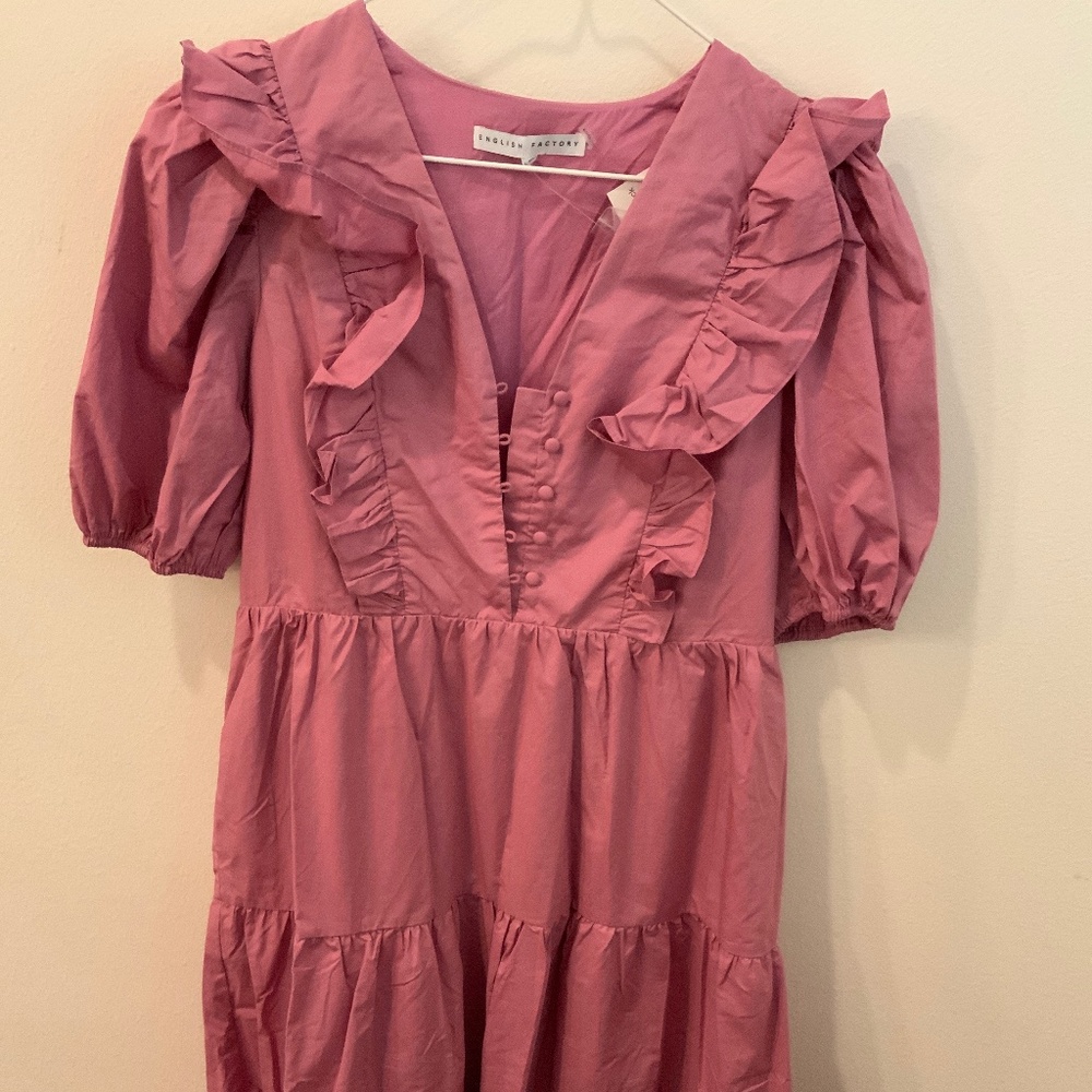 ENGLISH FACTORY RUFFLED MIDI DRESS